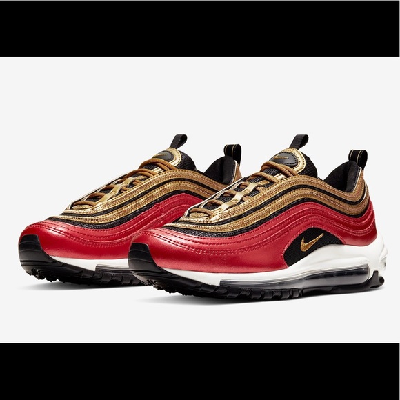 Nike | Shoes | Nike Air Max 97 University Red Metallic Gold | Poshmark